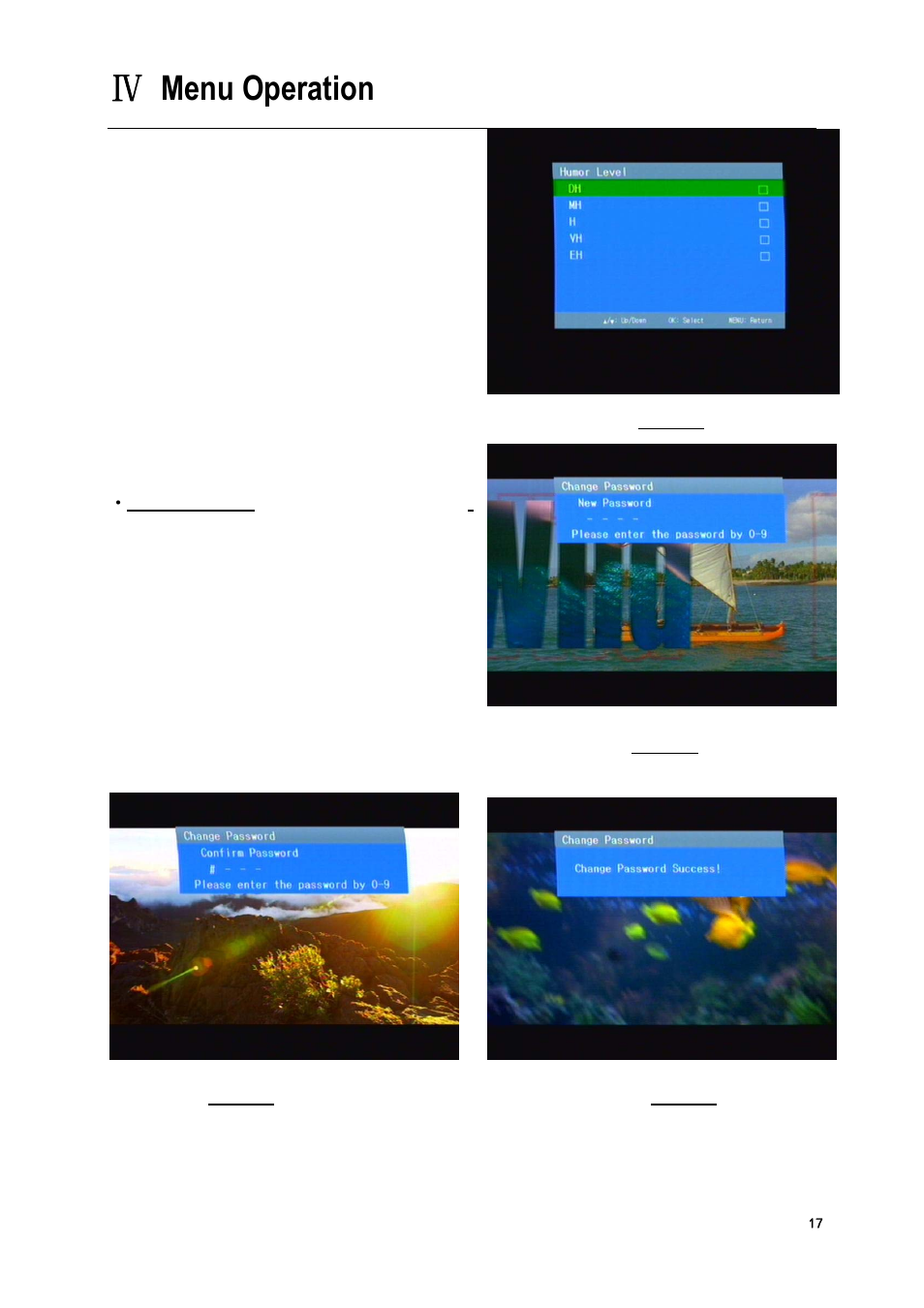 Menu operation | Tivax HiRez 9″ TV User Manual User Manual | Page 17 / 23