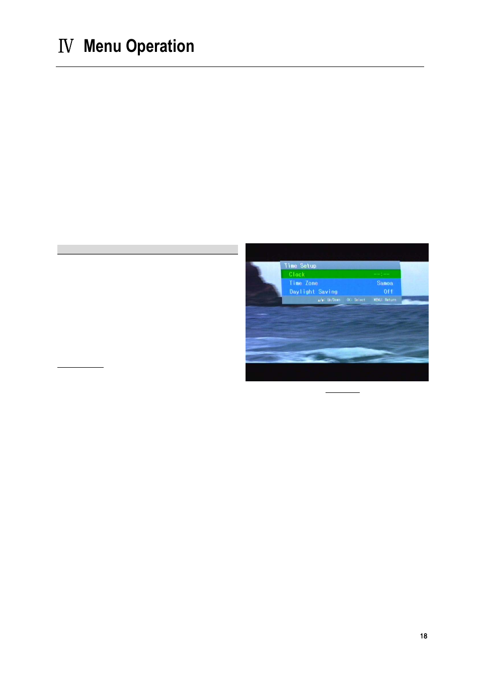 Menu operation, System setup | Tivax HiRez 9″ TV User Manual User Manual | Page 18 / 23