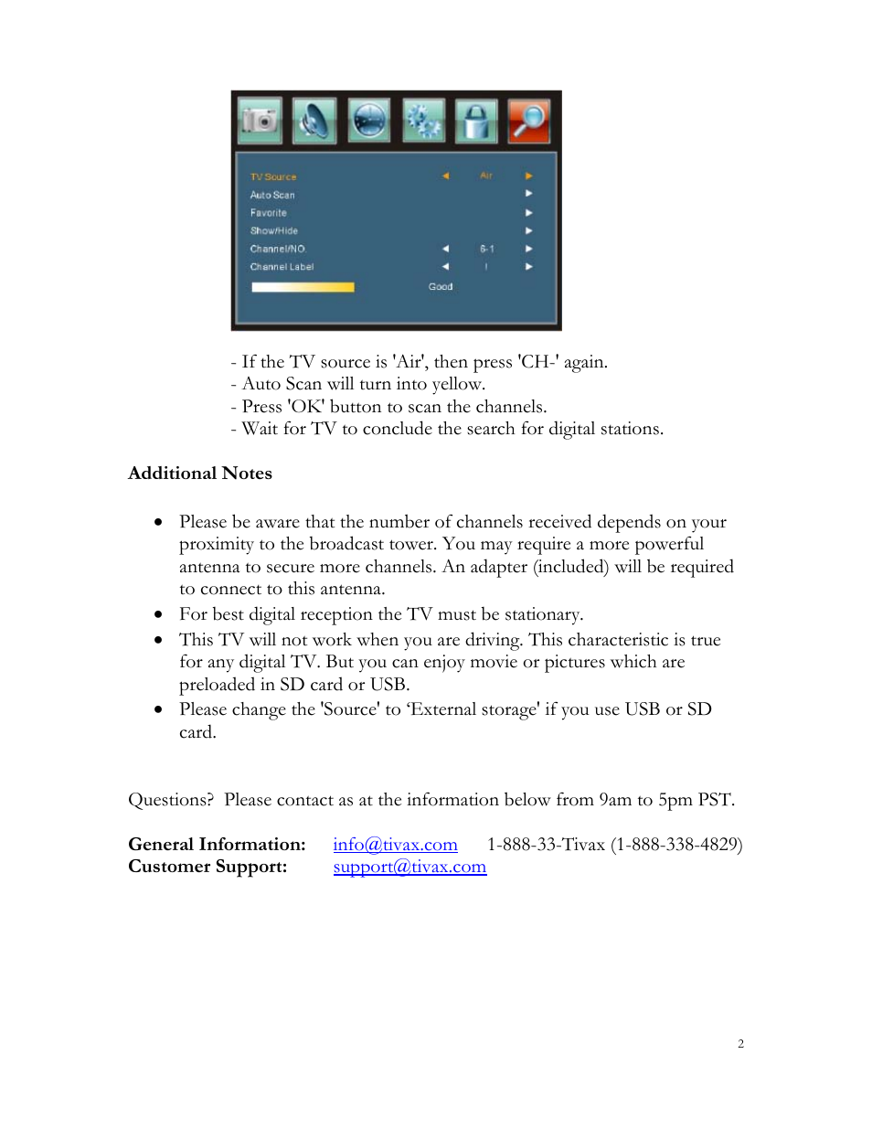 Tivax Minivu7 Quick Start User Manual | Page 2 / 2