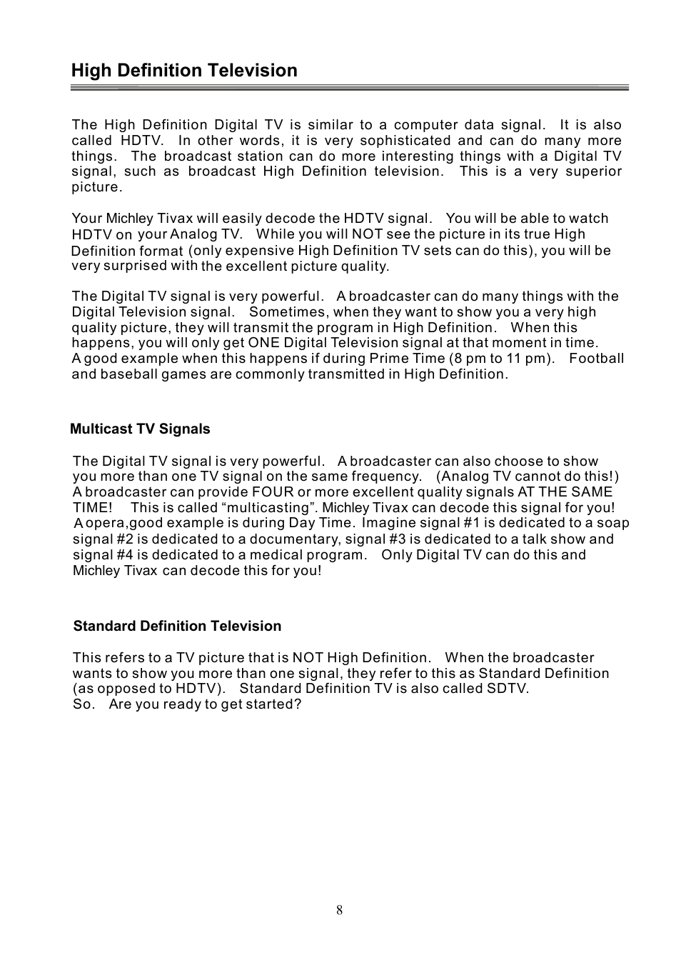 High definition television | Tivax Converter Box STB-T12 User Manual | Page 9 / 10