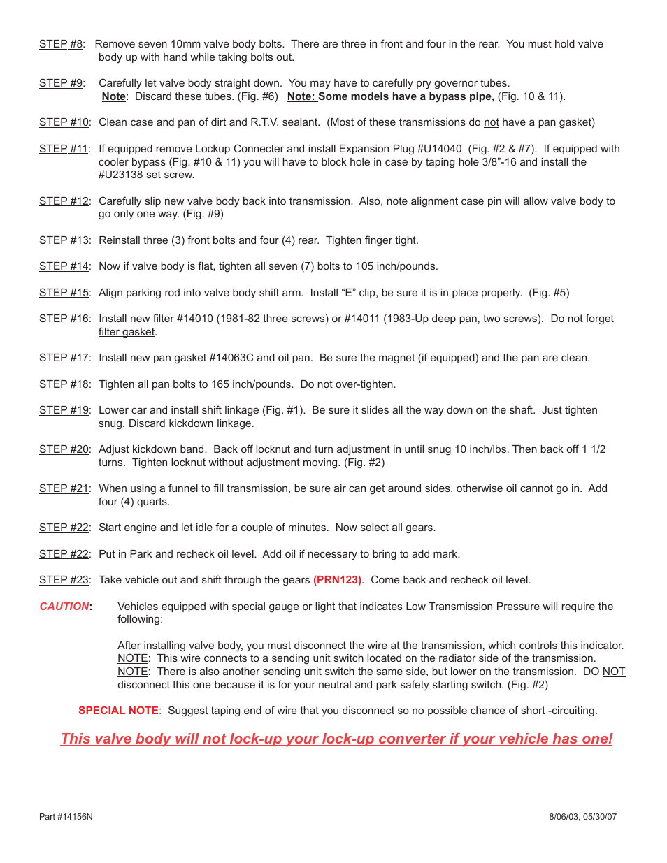 Turbo Action 14156 Torqueflite 404, 413, 470 and Neon Manual Valve Body  (PRN123) User Manual | Page 2 / 4