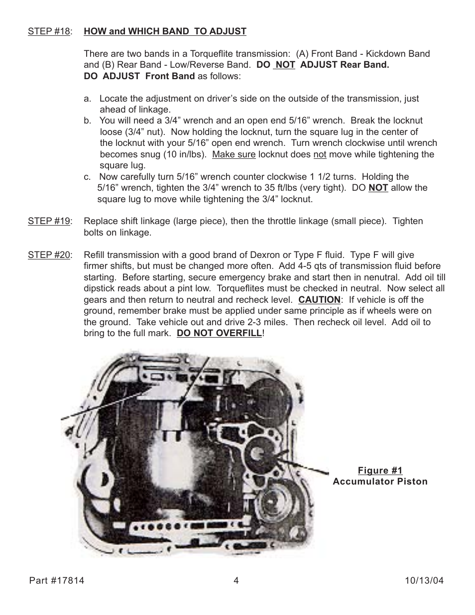 Turbo Action 17814 CHEETAH Power Shifts Valve Body Kit, 78-91 Torqueflite 727, 904, 998 & 999 User Manual | Page 4 / 8