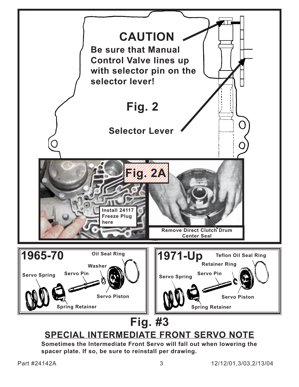 Fig. #3, Caution, Fig. 2a | Turbo Action 24142A  Turbo Hydro 400 Pro Street Manual Valve Body (PRN321) User Manual | Page 3 / 4