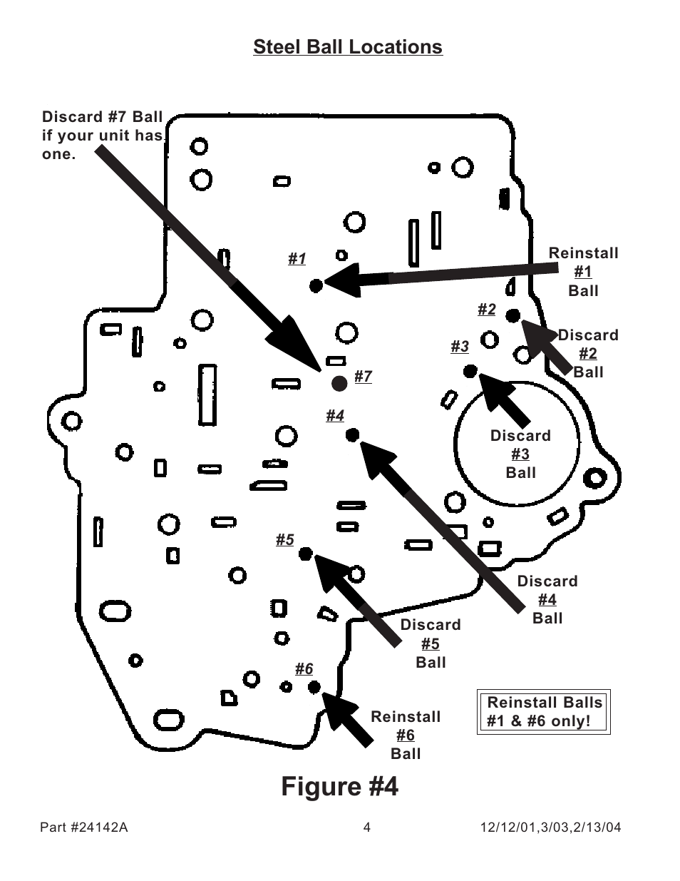 Figure #4, Steel ball locations | Turbo Action 24142A  Turbo Hydro 400 Pro Street Manual Valve Body (PRN321) User Manual | Page 4 / 4