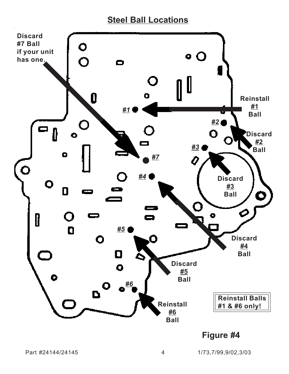 Figure #4 steel ball locations | Turbo Action 24144 & 24145  Turbo Hydro 400 Pro Street Manual/Automatic Valve Body (PRN321) User Manual | Page 4 / 4