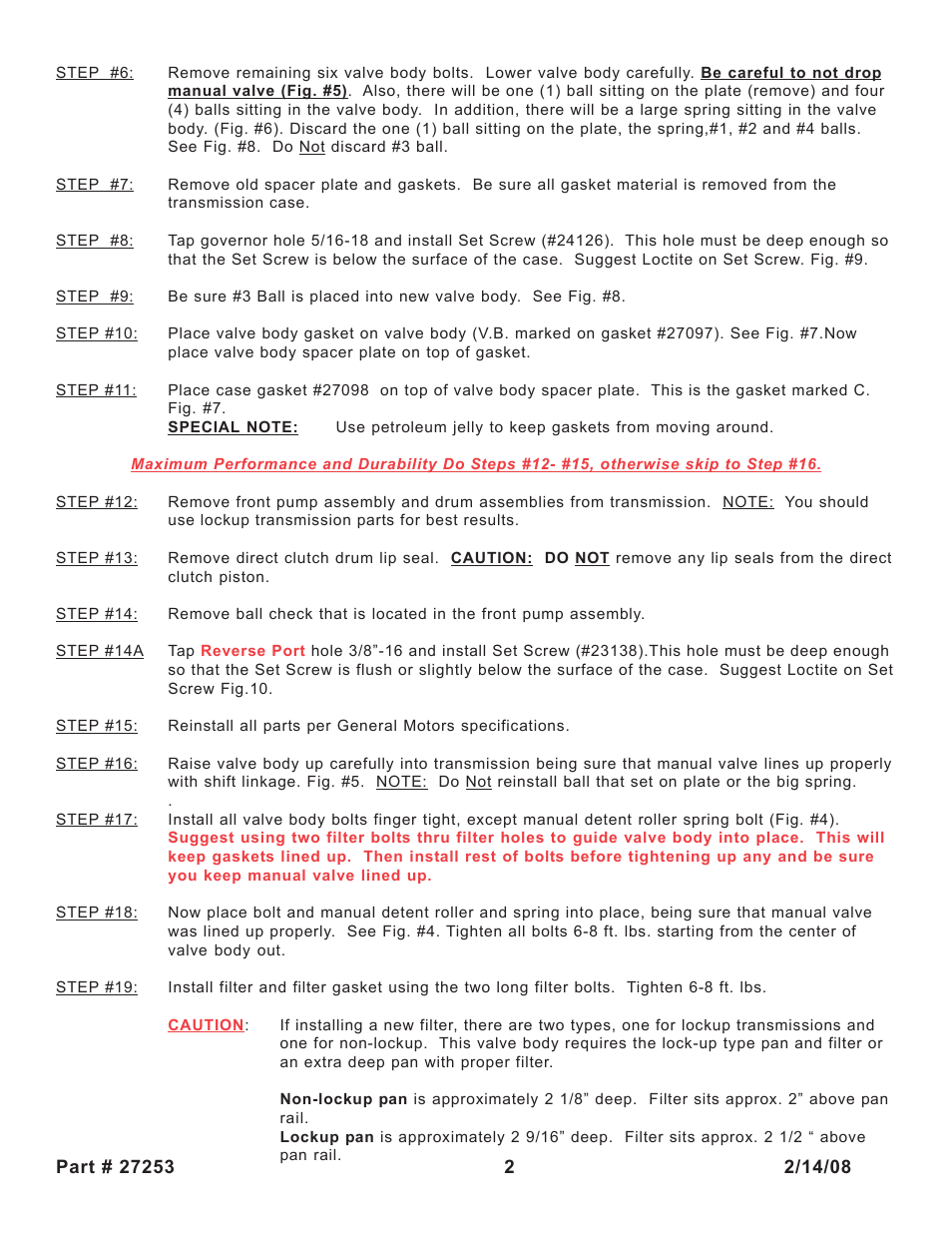 Turbo Action 27253 Turbo Hydro 200 Manual Valve Body (PRN321) User Manual | Page 2 / 6