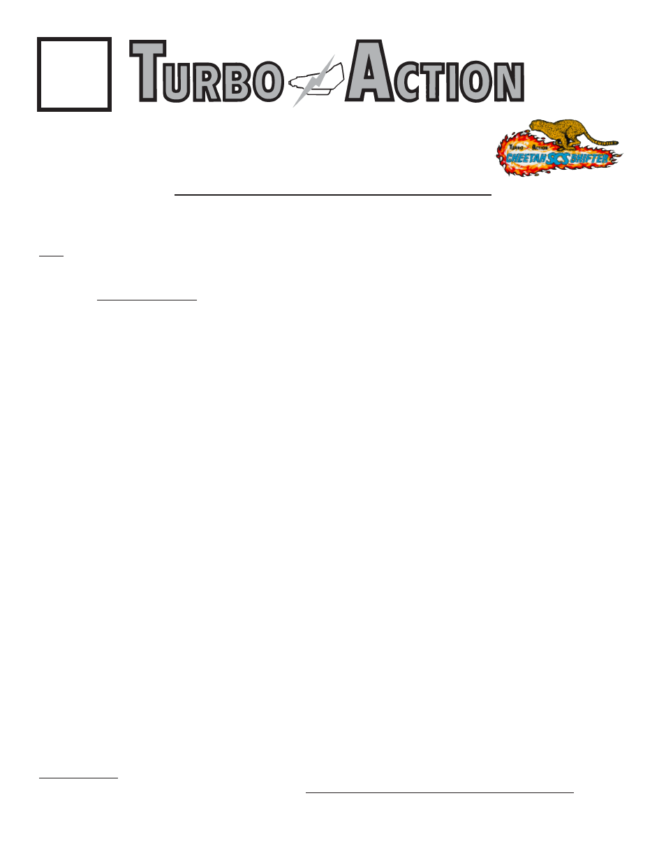 Turbo Action 70001B CHEETAH SCS Shifter User Manual | 6 pages