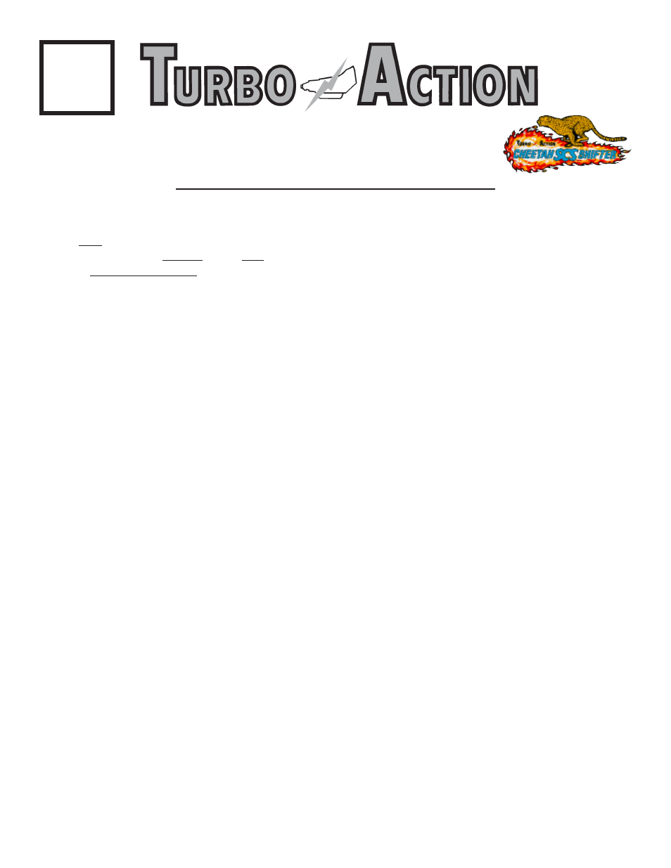Turbo Action 70012 CHEETAH SCS Shifter User Manual | 8 pages