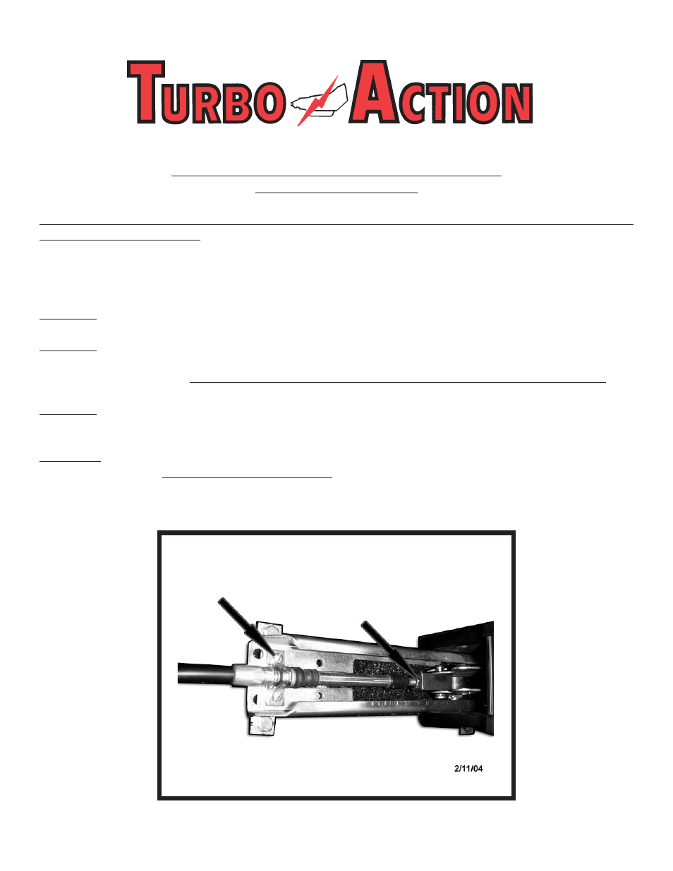 Turbo Action CHEETAH SCS SHIFTER Cable Adjustment User Manual | 2 pages