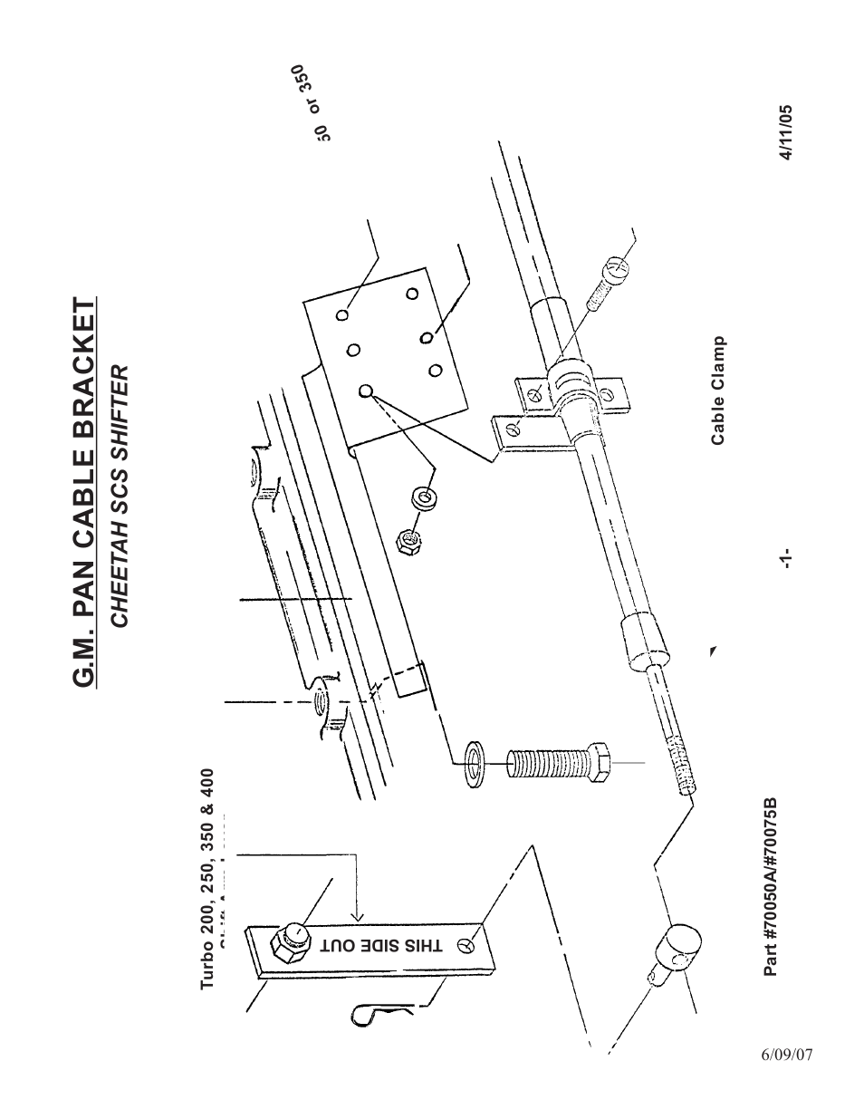 G.m. p an cable bracket, Cheet ah scs shifter | Turbo Action Ford Gates 70074B & 70077B and GM Gates 70072B & 70075B User Manual | Page 5 / 8