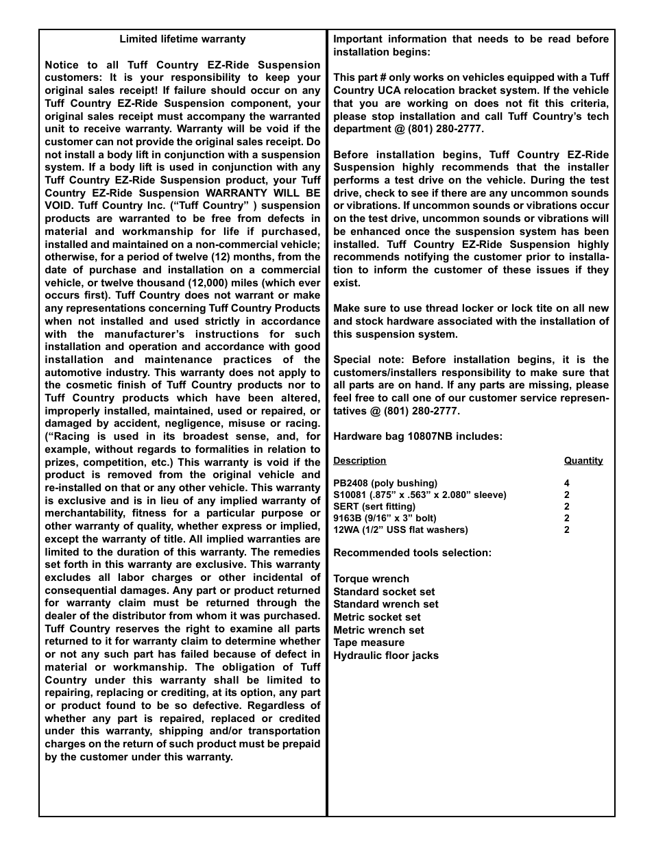 Tuff Country 10807 - GM 88-01 Steering Assist User Manual | Page 2 / 3