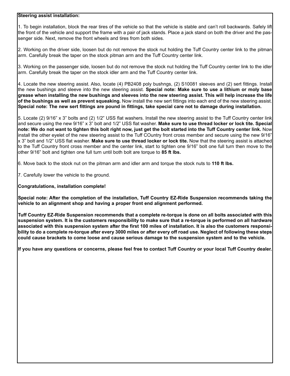 Tuff Country 10807 - GM 88-01 Steering Assist User Manual | Page 3 / 3