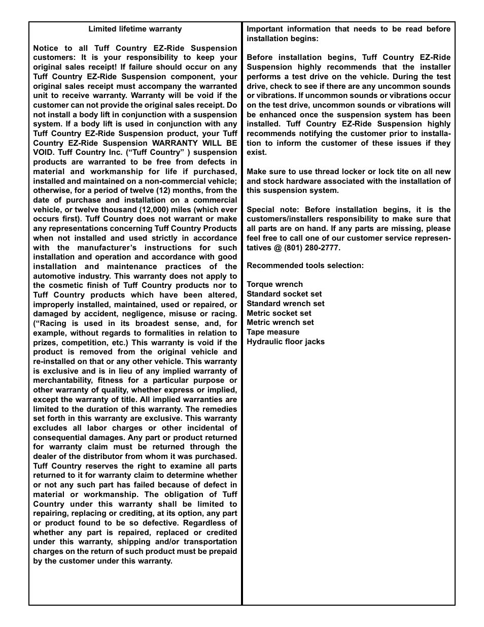 Tuff Country 10855 - GM Sway Bar End Links User Manual | Page 2 / 3