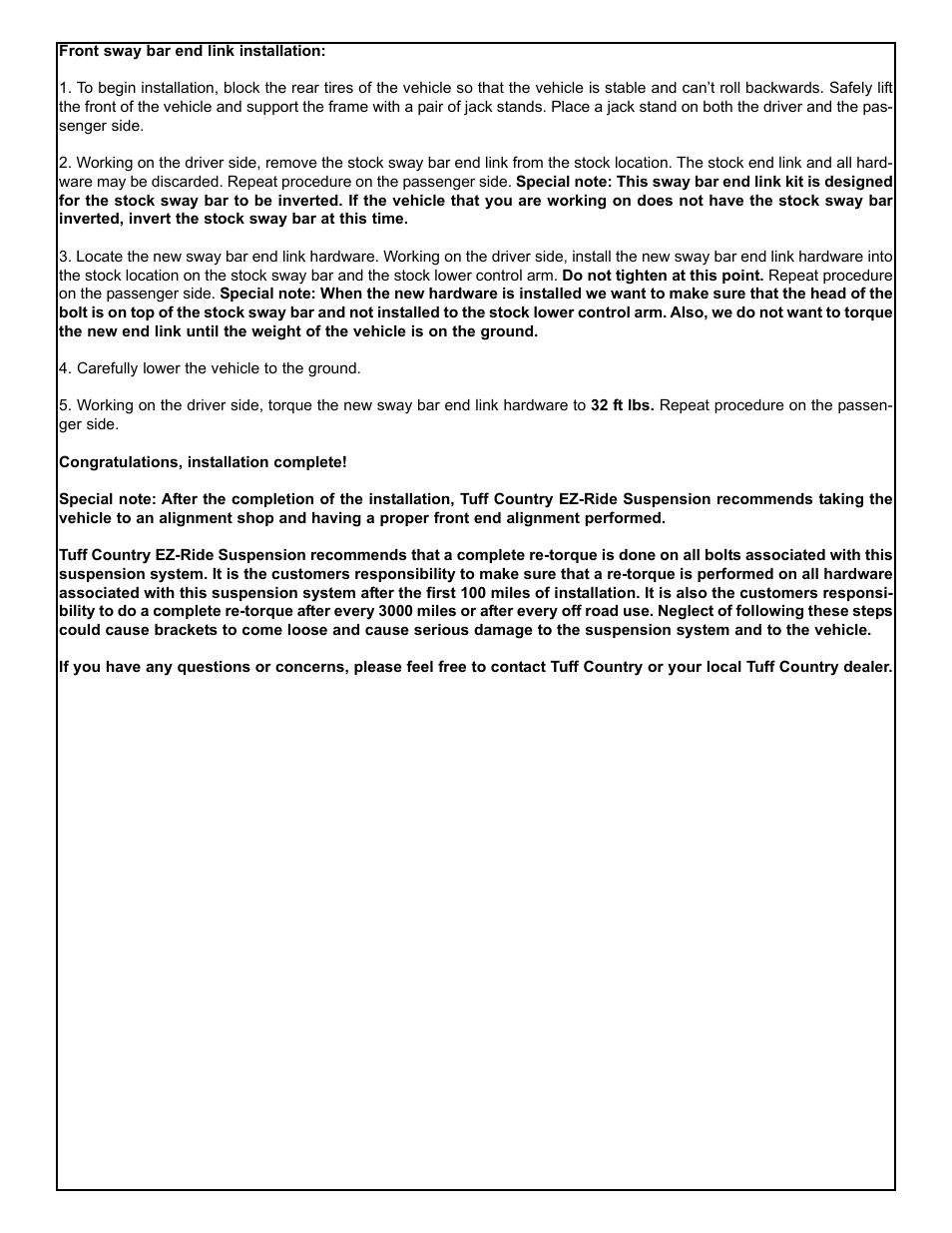 Tuff Country 10855 - GM Sway Bar End Links User Manual | Page 3 / 3
