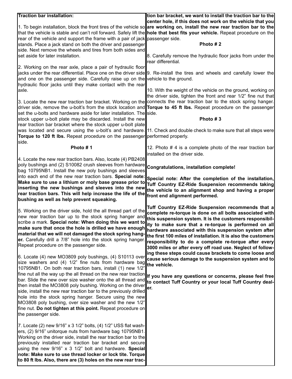 Tuff Country 10895 - GM 88-98 Traction Bars User Manual | Page 3 / 4