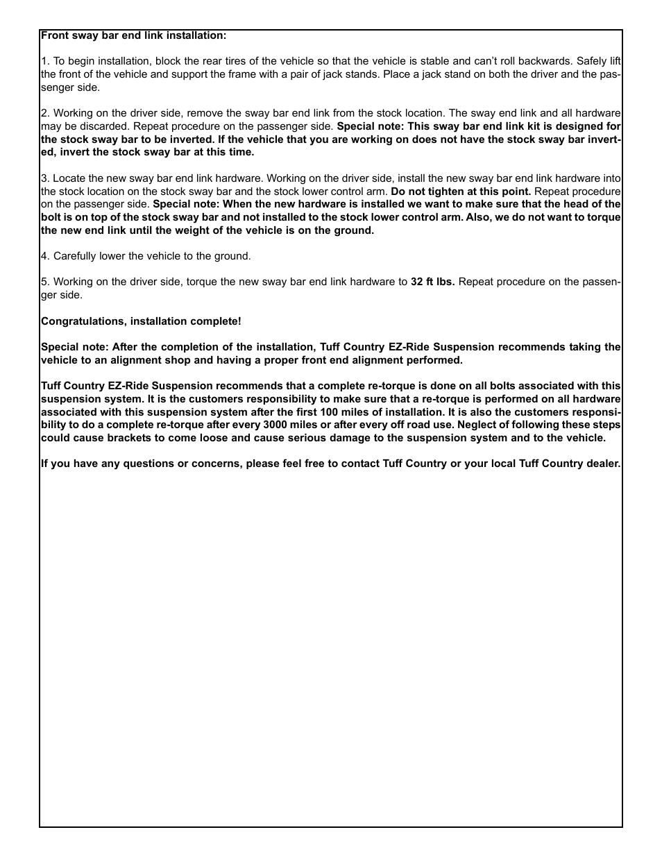 Tuff Country 10956 - GM Sway Bar End Links User Manual | Page 3 / 3