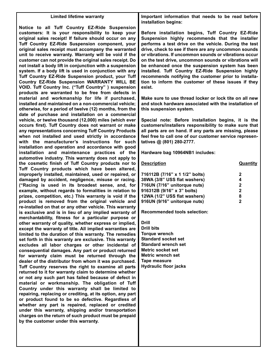 Tuff Country 10964 - GM Front Shock Relocation Bracket Kit User Manual | Page 2 / 4