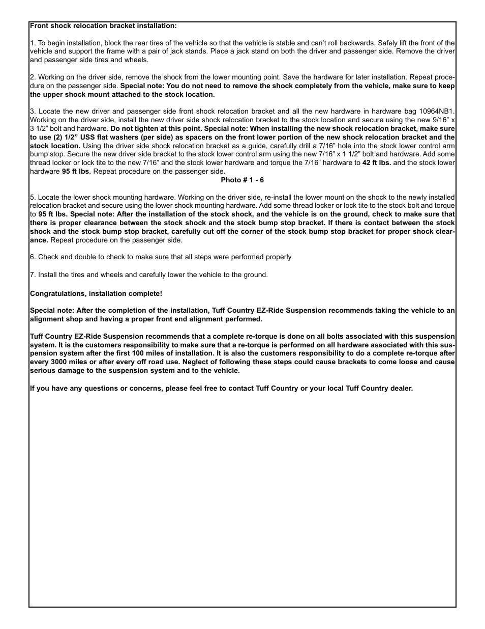 Tuff Country 10964 - GM Front Shock Relocation Bracket Kit User Manual | Page 3 / 4
