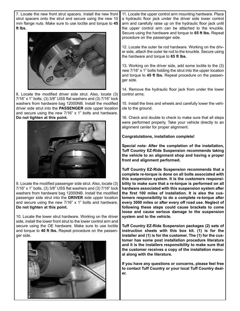Tuff Country 12000 - GM 07-11 2 leveling kit User Manual | Page 4 / 4