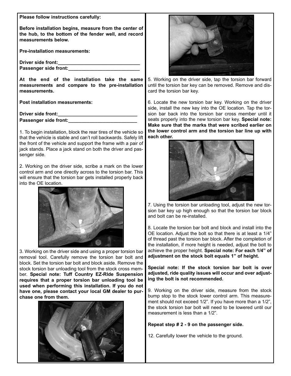 Tuff Country 12903 - GM 88-06 K1500 torsion bar keys User Manual | Page 3 / 4