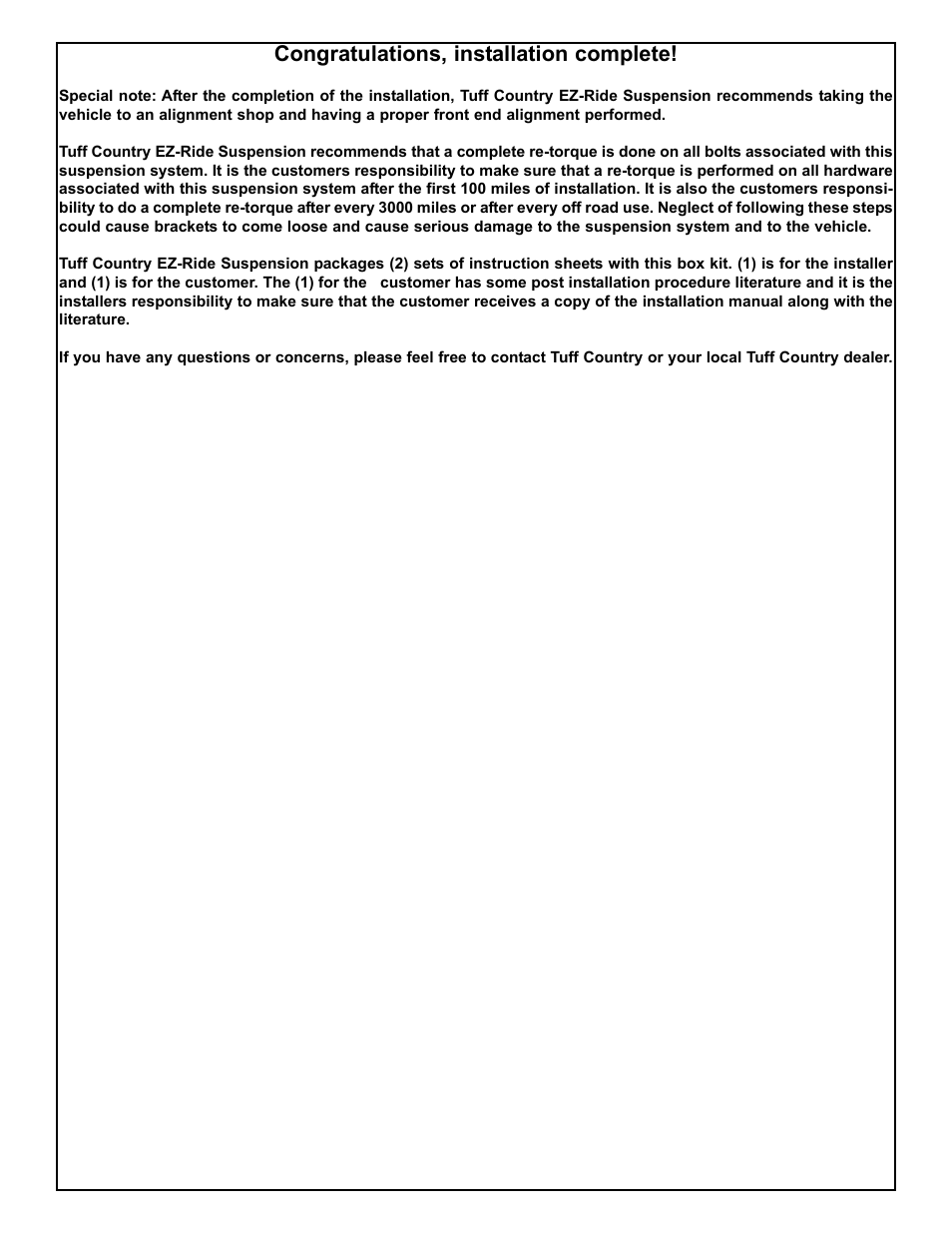 Tuff Country 12903 - GM 88-06 K1500 torsion bar keys User Manual | Page 4 / 4