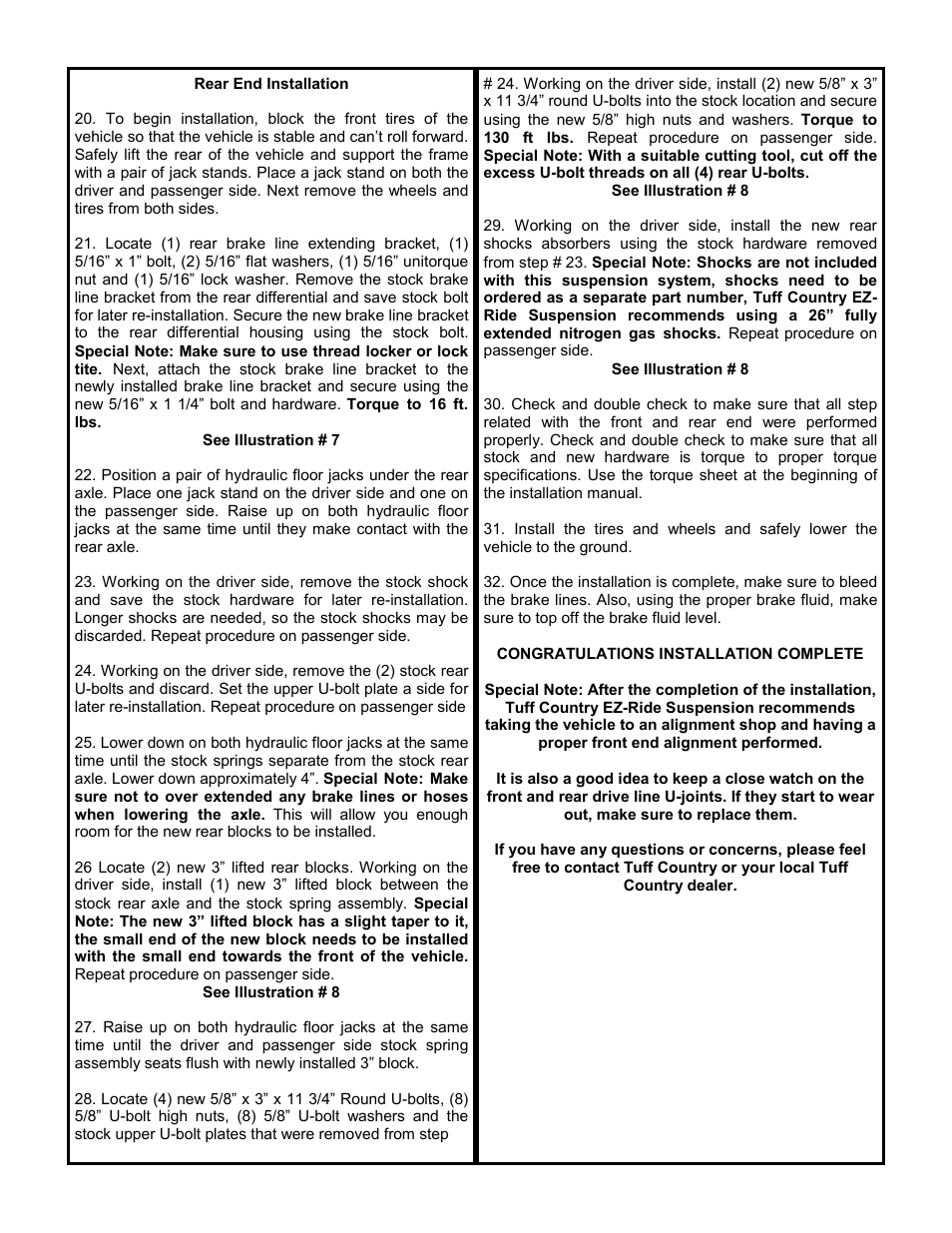 Tuff Country 13710 - GM 73-87 1/2 ton 3 box kit User Manual | Page 4 / 8