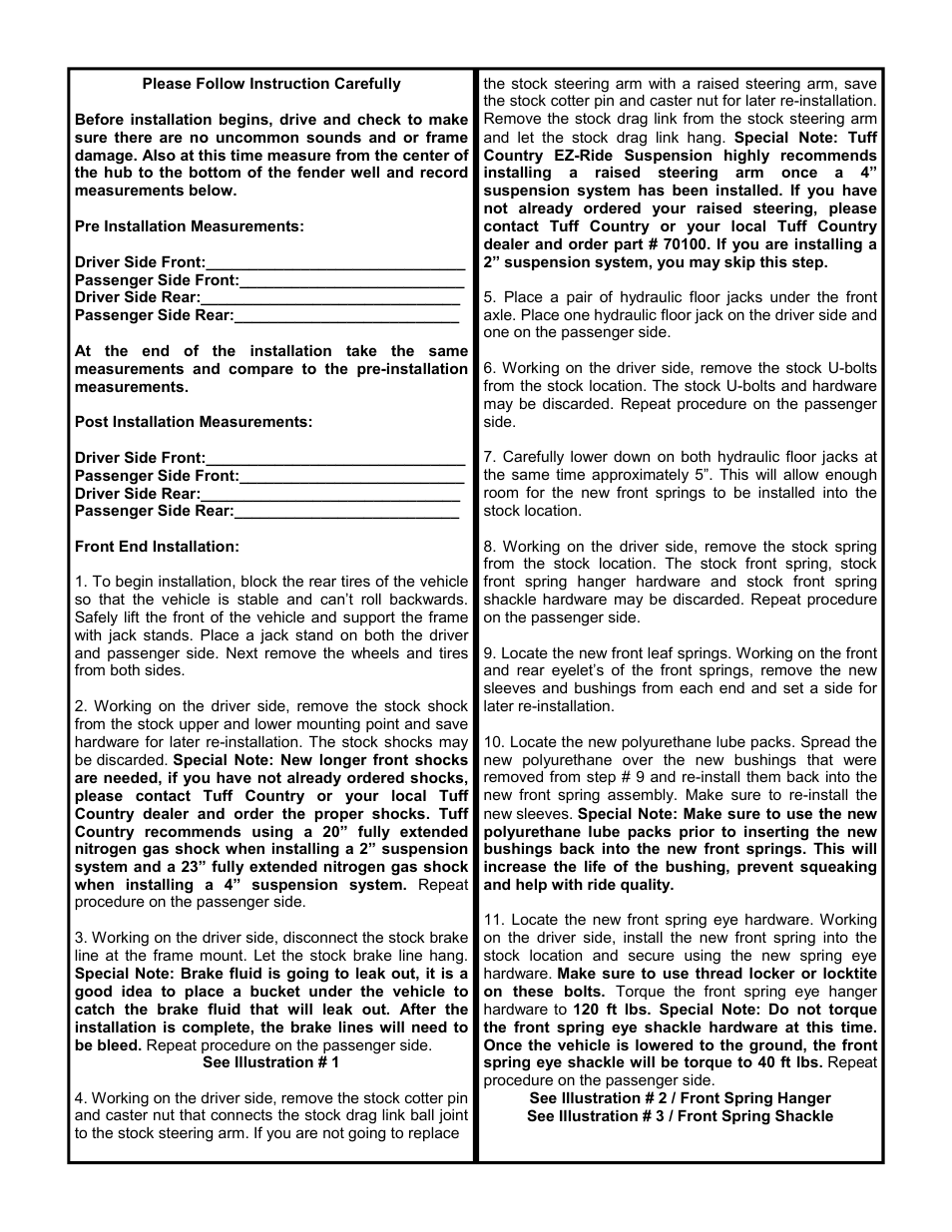 Tuff Country 14611 - GM 69-72 2 box kit (systems with rear springs) User Manual | Page 3 / 9