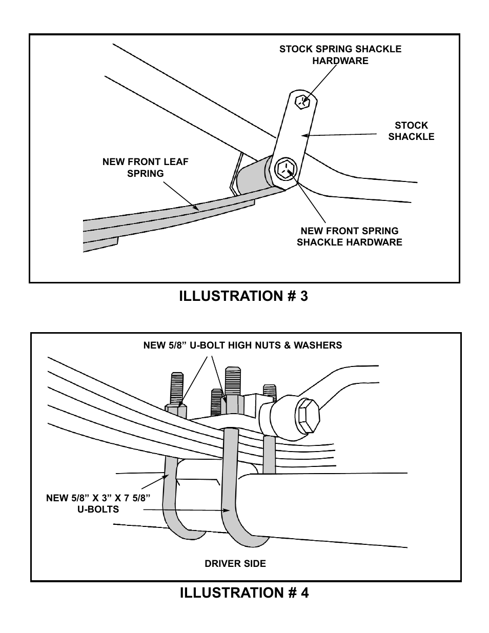 Illustration # 3 illustration # 4 | Tuff Country 14711 - GM 73-87 1/2 ton 4 box kit (systems with rear springs) User Manual | Page 7 / 9