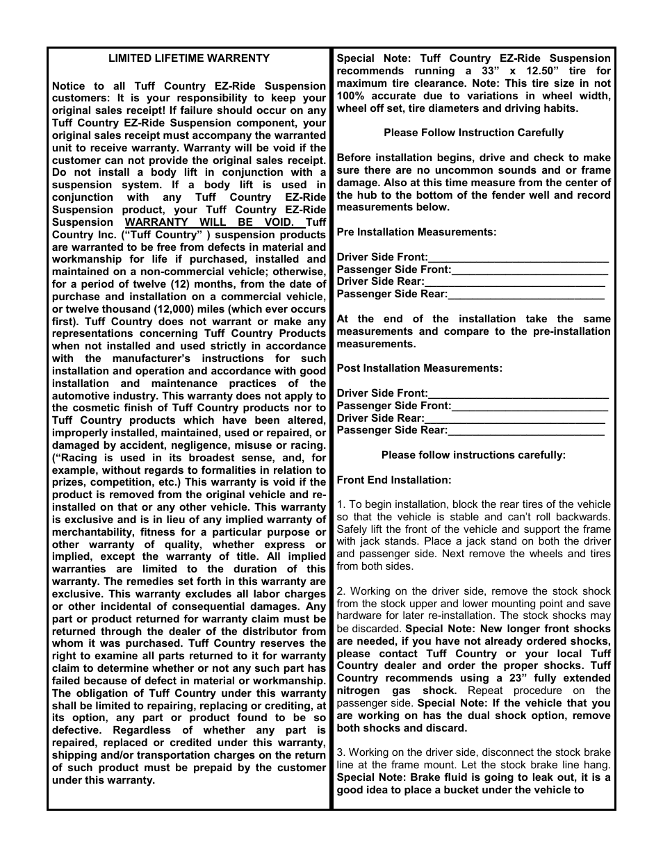 Tuff Country 14720 - GM 73-87 3/4 ton 4 box kit User Manual | Page 2 / 9