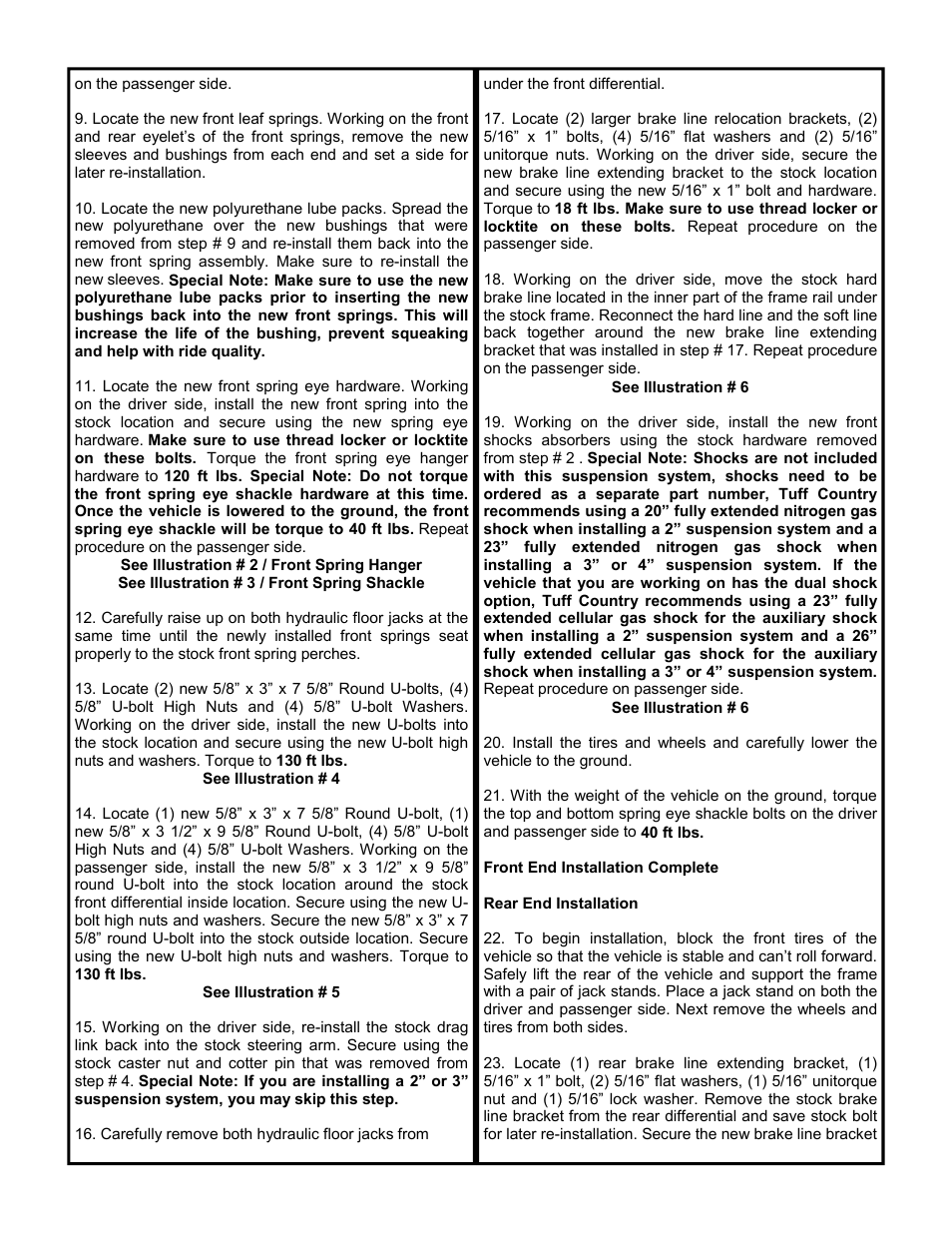 Tuff Country 14721 - GM 73-87 3/4 ton 4 box kit (systems with rear springs) User Manual | Page 4 / 9