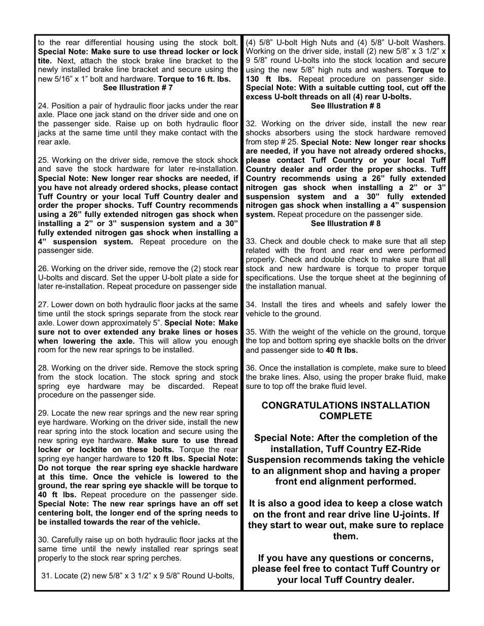 Tuff Country 14721 - GM 73-87 3/4 ton 4 box kit (systems with rear springs) User Manual | Page 5 / 9