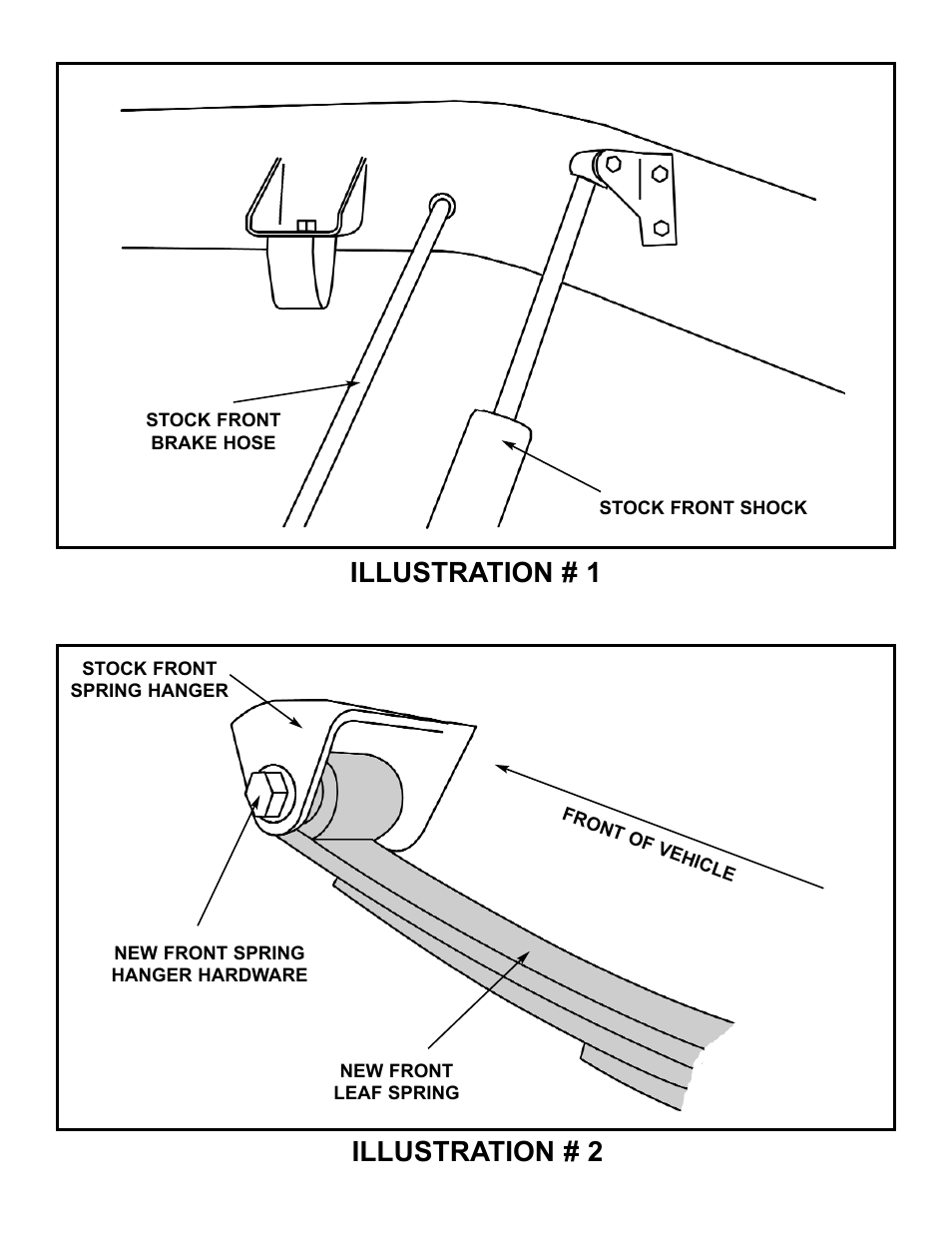 Illustration # 1, Illustration # 2 | Tuff Country 14721 - GM 73-87 3/4 ton 4 box kit (systems with rear springs) User Manual | Page 6 / 9