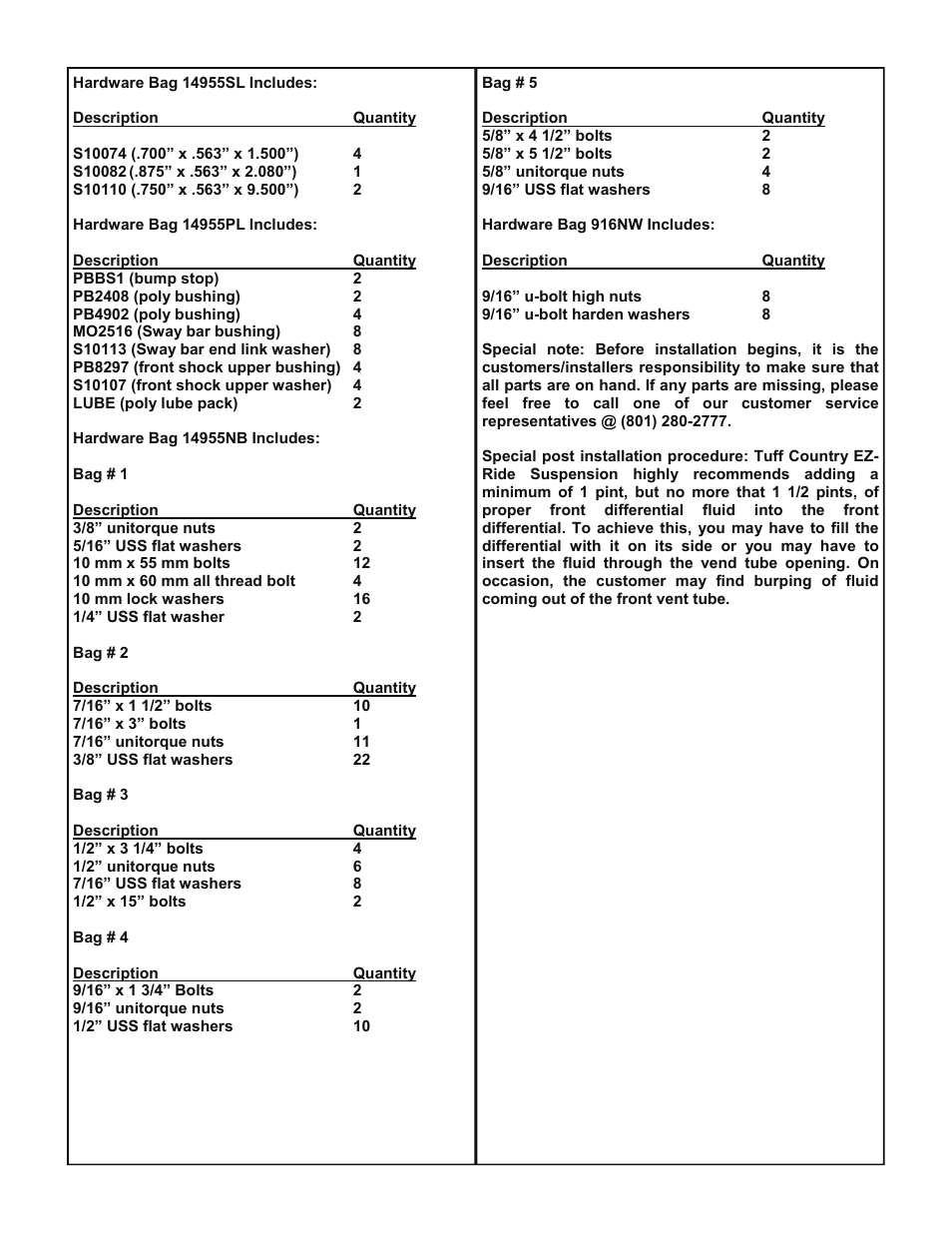 Tuff Country 14956 - GM 2006 Silverado K1500 4 kit User Manual | Page 3 / 28