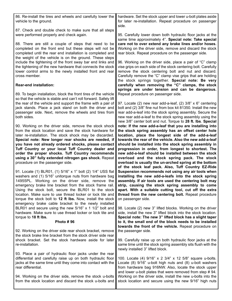 Tuff Country 14959 - GM 99-05 Silverado K1500 4 STRONG kit User Manual | Page 11 / 30