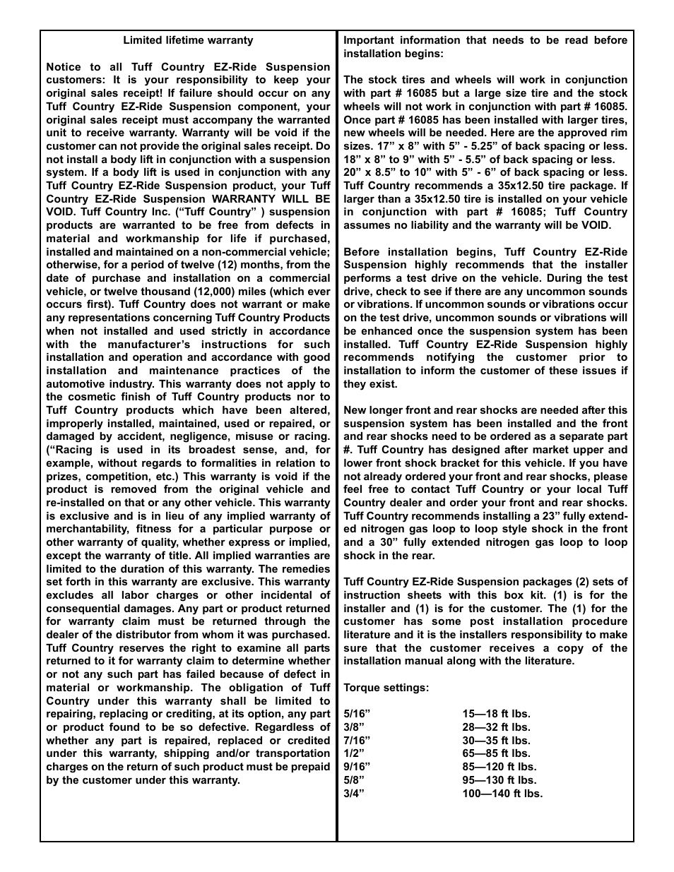 Tuff Country 16085 - GM 2011 Silverado 2500HD 6 box kit User Manual | Page 2 / 30