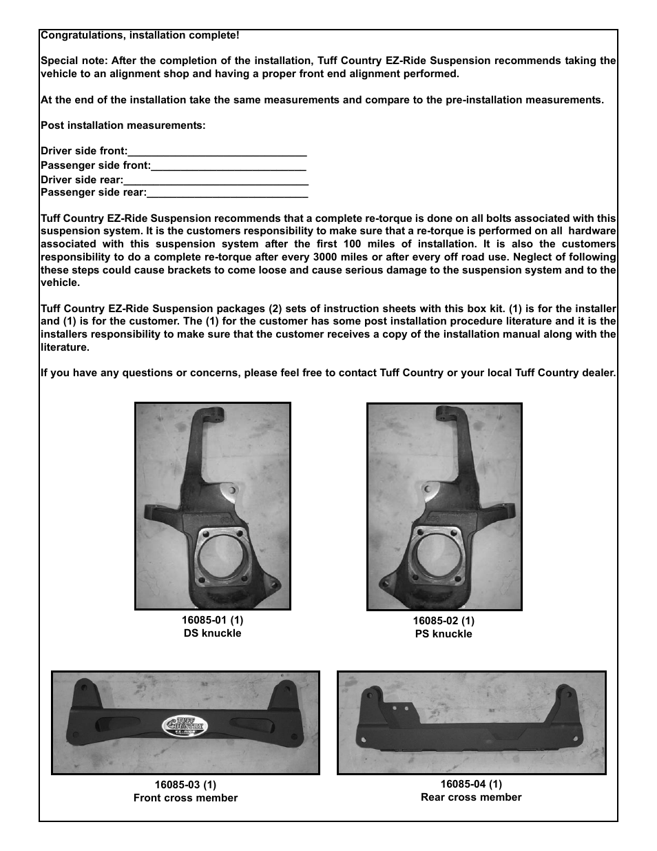 Tuff Country 16085 - GM 2011 Silverado 2500HD 6 box kit User Manual | Page 27 / 30