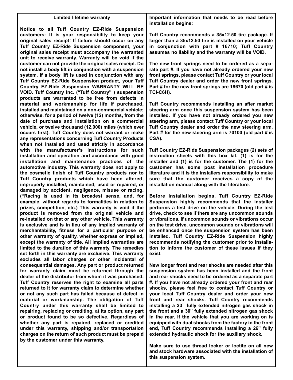 Tuff Country 16720 - GM 73-87 6 3/4 ton box kit User Manual | Page 2 / 8