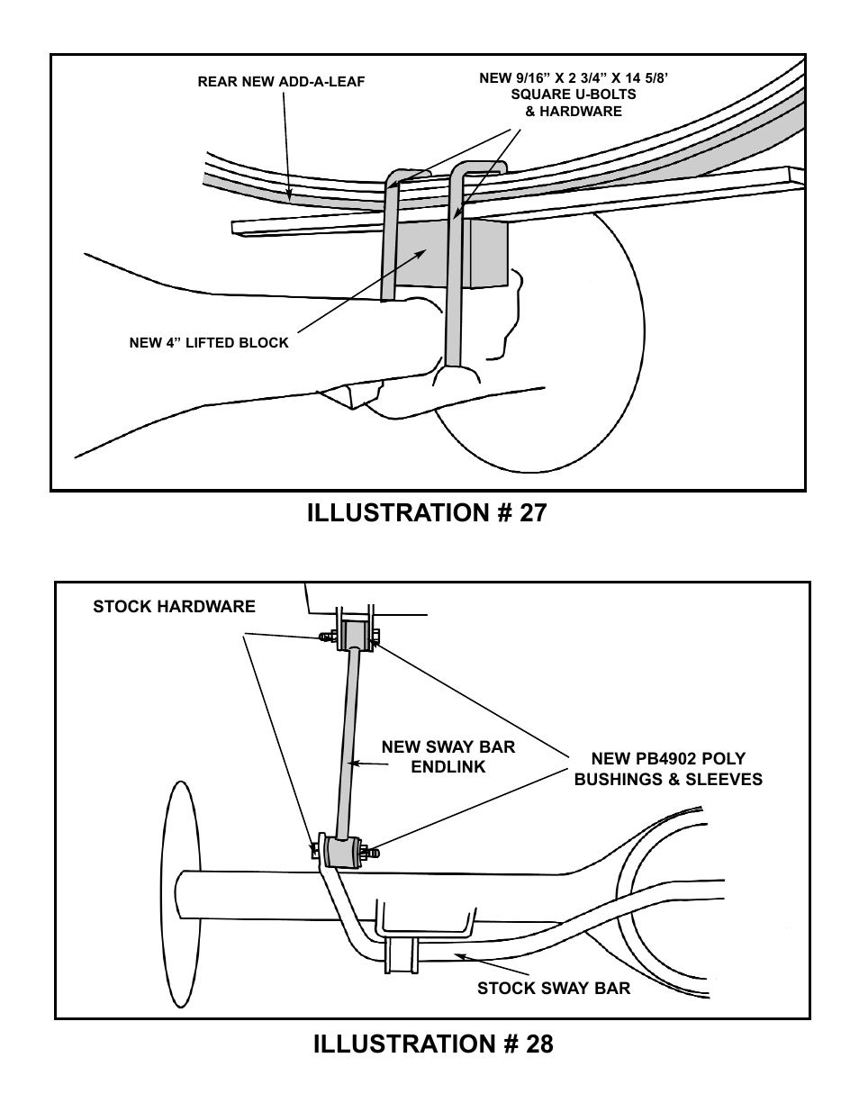 Illustration # 27, Illustration # 28 | Tuff Country 16830 - GM 92-98 K1500 Suburban and 2-door Tahoe 6 kit User Manual | Page 25 / 26