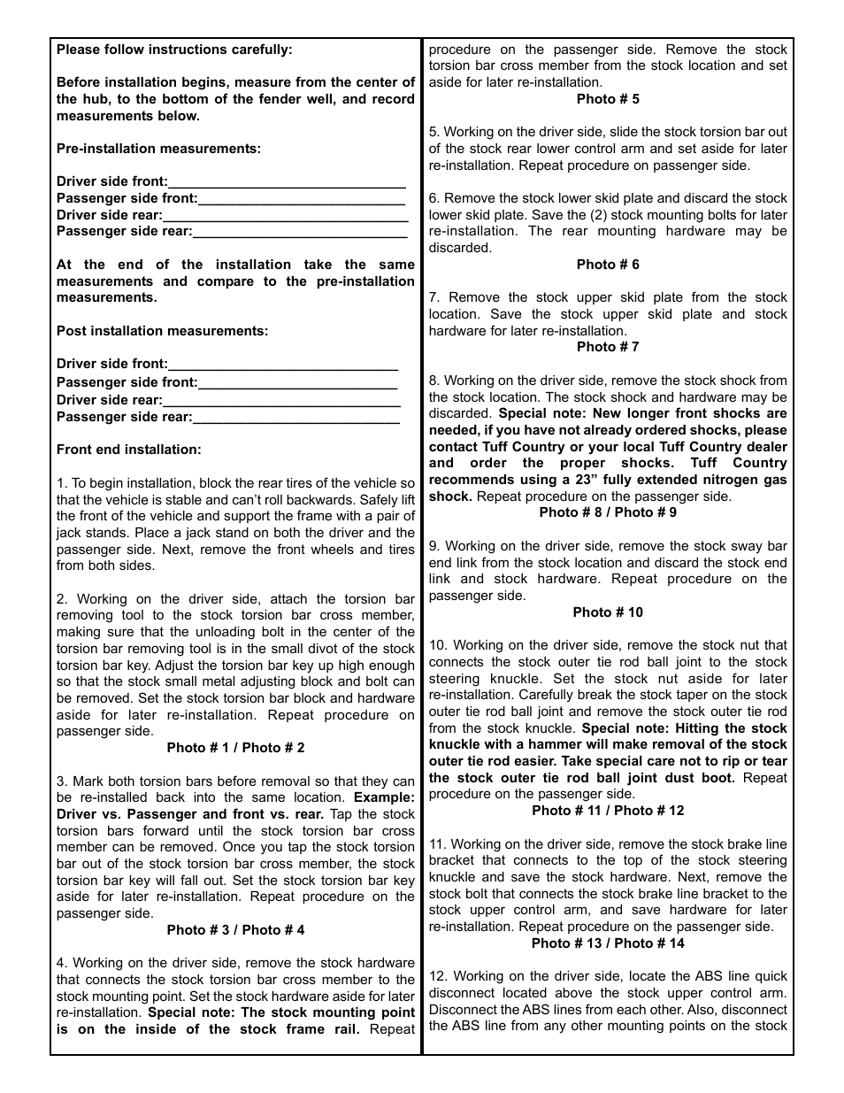 Tuff Country 16959 - GM 99-05 K1500 4wd 6 kit User Manual | Page 4 / 33