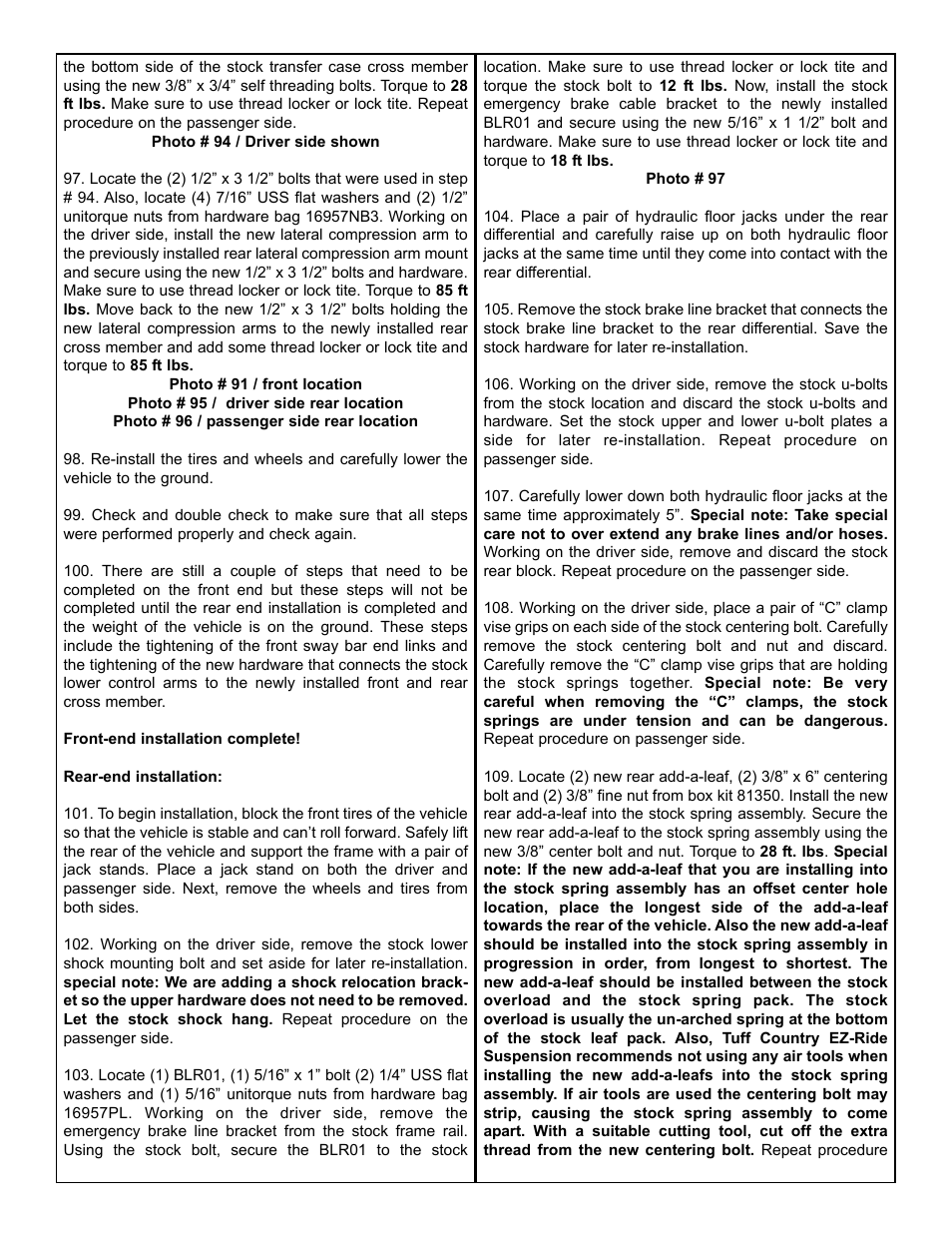 Tuff Country 16961 - GM 2006 K1500 4wd 6 kit (w/factory air shocks) User Manual | Page 12 / 33