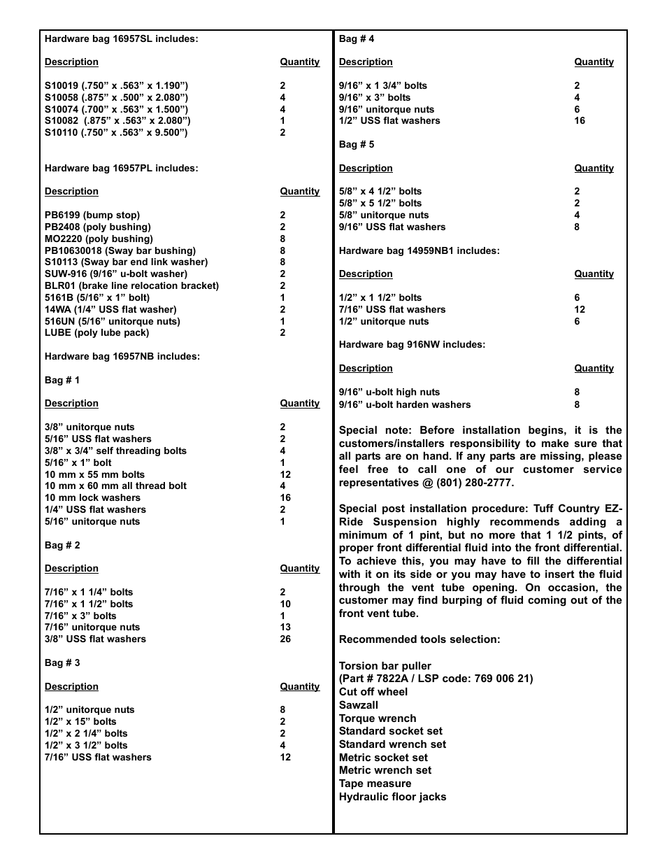 Tuff Country 16961 - GM 2006 K1500 4wd 6 kit (w/factory air shocks) User Manual | Page 3 / 33