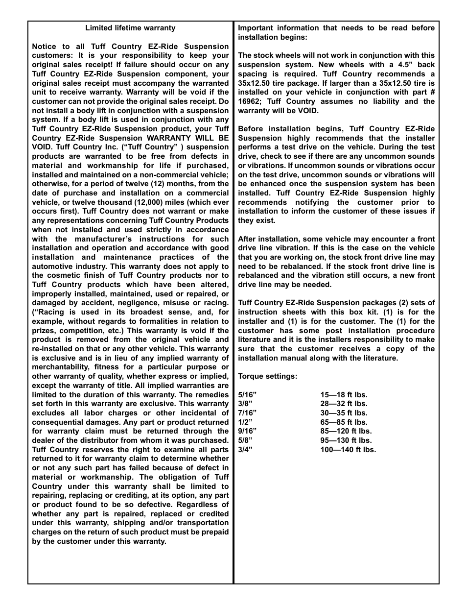 Tuff Country 16962 - GM 00-03 Suburban / Tahoe K1500 6 STRONG kit User Manual | Page 2 / 33