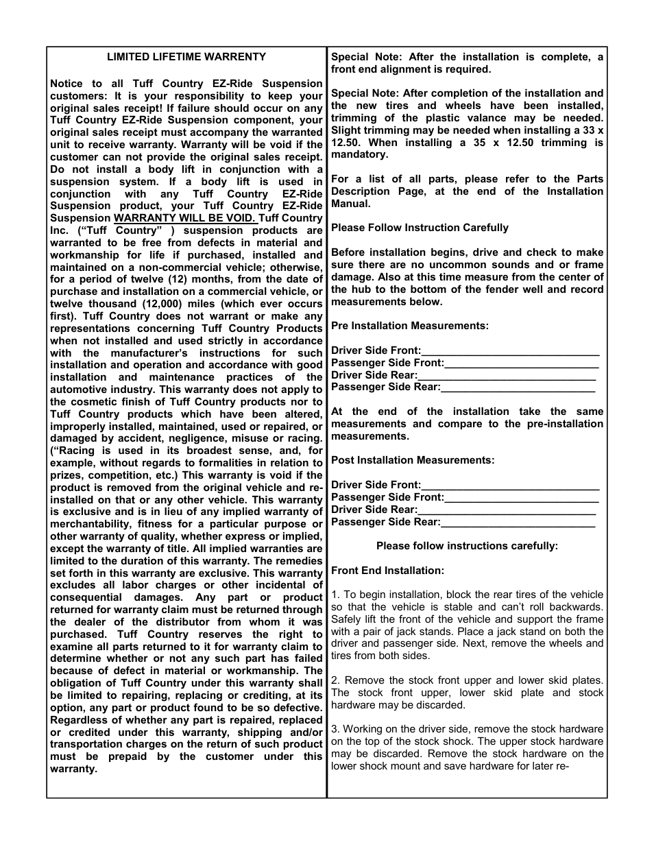 Tuff Country 16987 - GM 00-06 K2500 HD 2wd 6 kit User Manual | Page 2 / 21