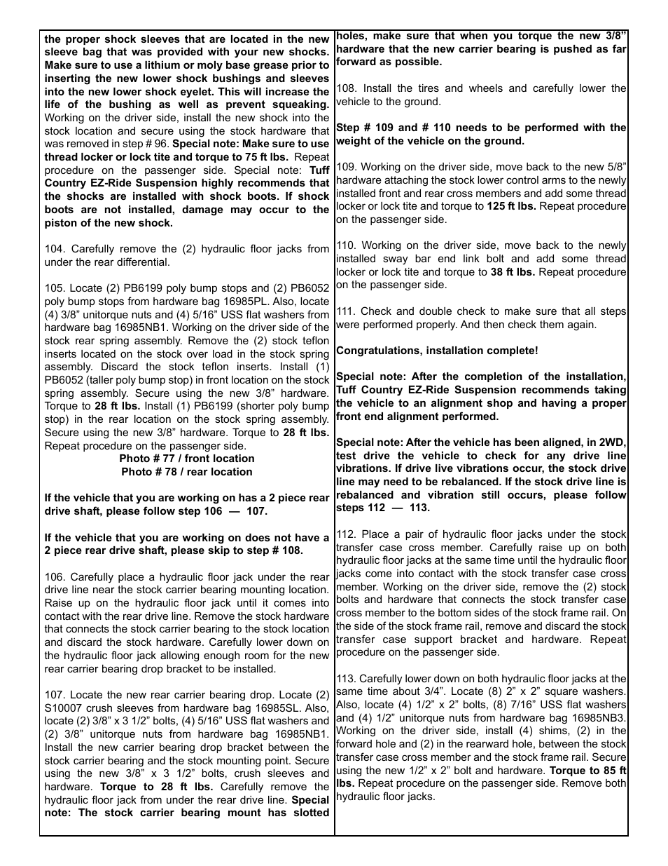 Tuff Country 16993 - GM 01-09 K2500 HD 4wd 6 kit User Manual | Page 12 / 28