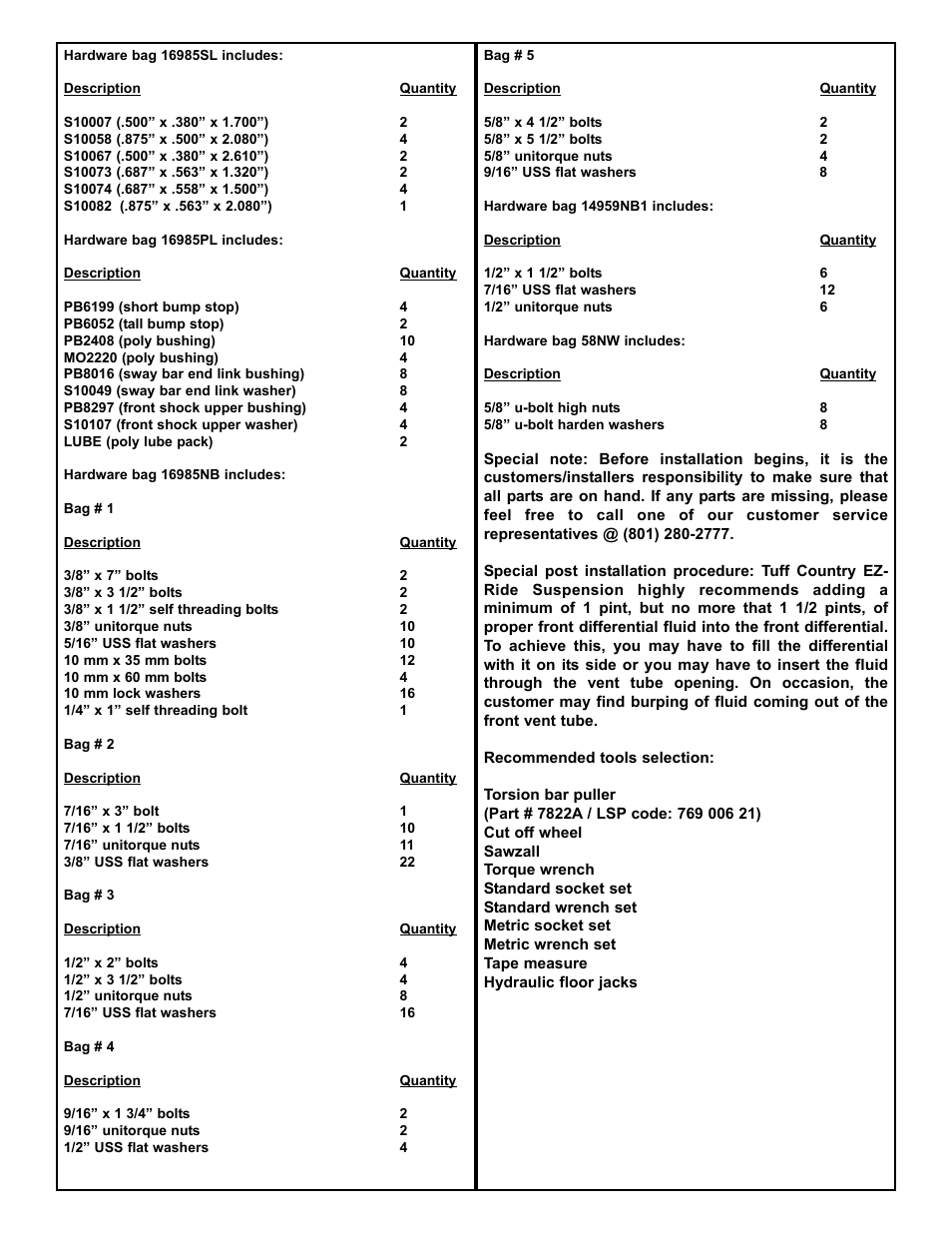 Tuff Country 16994 - GM 01-06 K3500 HD 4wd 6 kit User Manual | Page 3 / 28