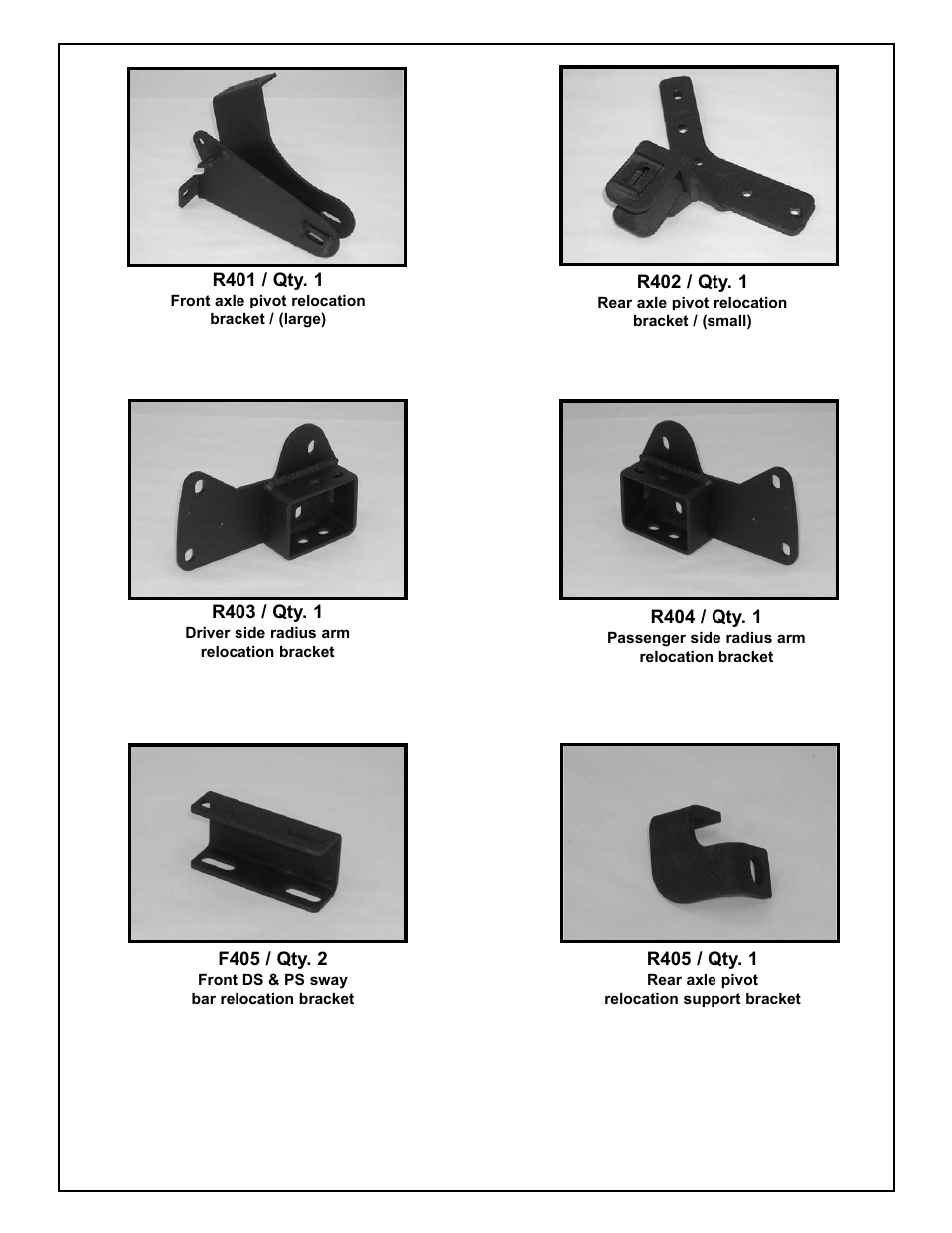 Tuff Country 20816 - Ford Ranger / Explorer axle pivot and radius arm brackets User Manual | Page 9 / 9