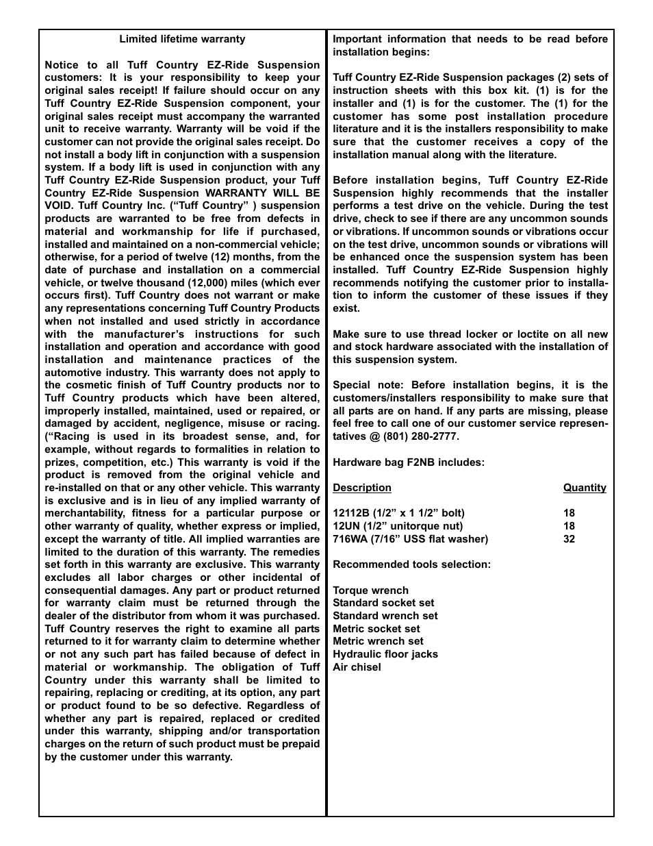 Tuff Country 20874 - Ford 81-96 F150 4 Drop Radius Arm Brackets User Manual | Page 2 / 4