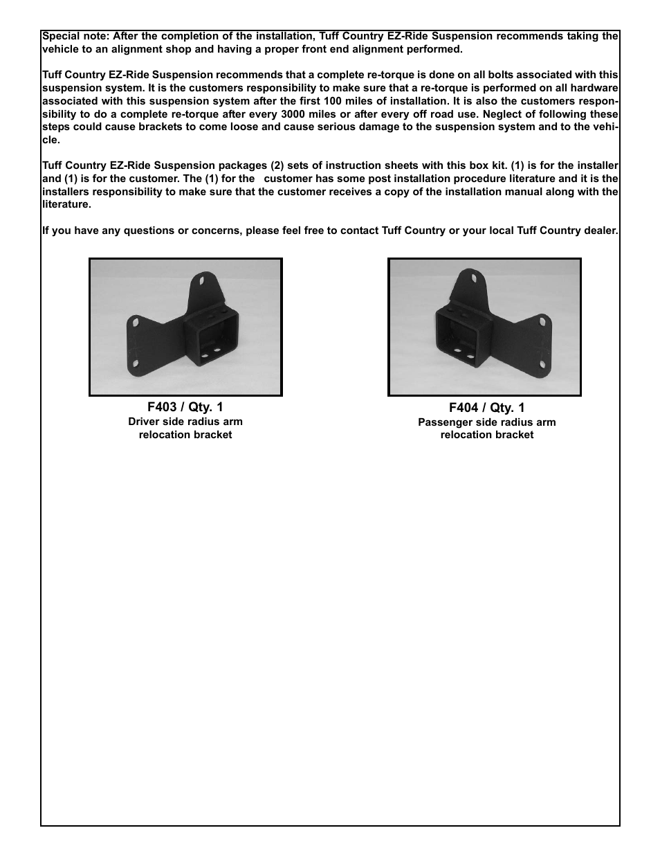 Tuff Country 20874 - Ford 81-96 F150 4 Drop Radius Arm Brackets User Manual | Page 4 / 4