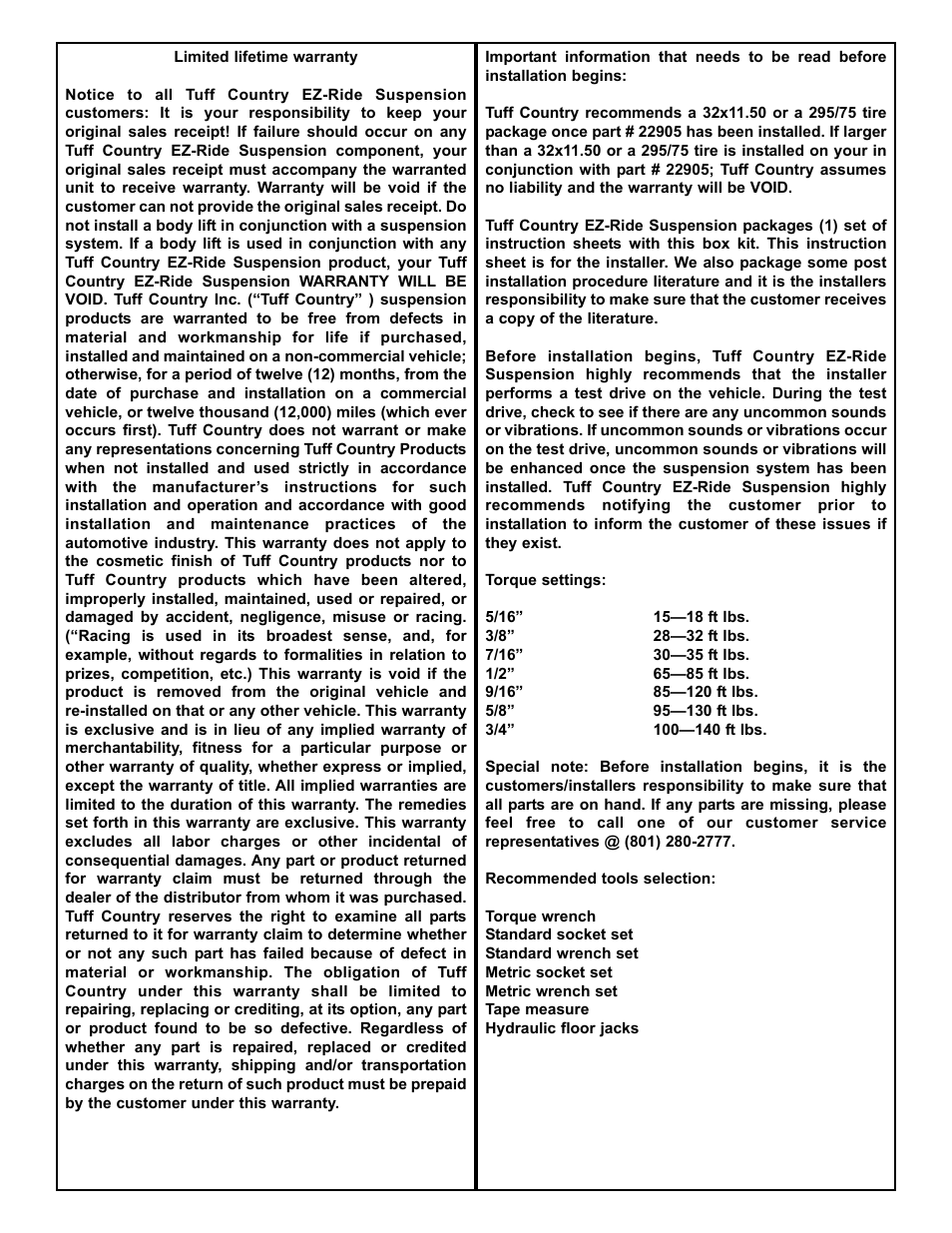 Tuff Country 22905 - Ford 04-08 F150 Leveling Kit User Manual | Page 2 / 5
