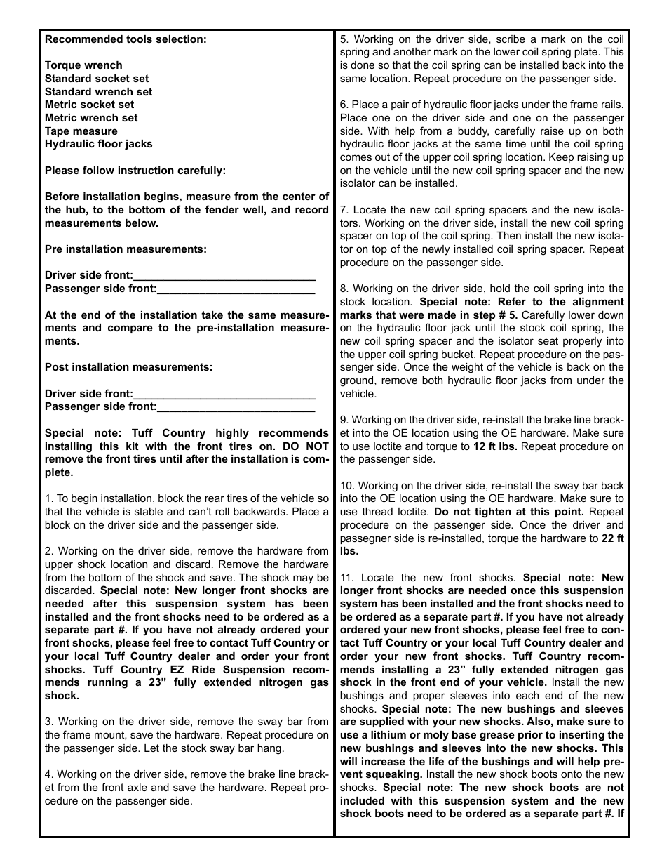 Tuff Country 22970 - Ford 05-13 F250 / F350 Superduty 2.5 leveling kit User Manual | Page 3 / 4